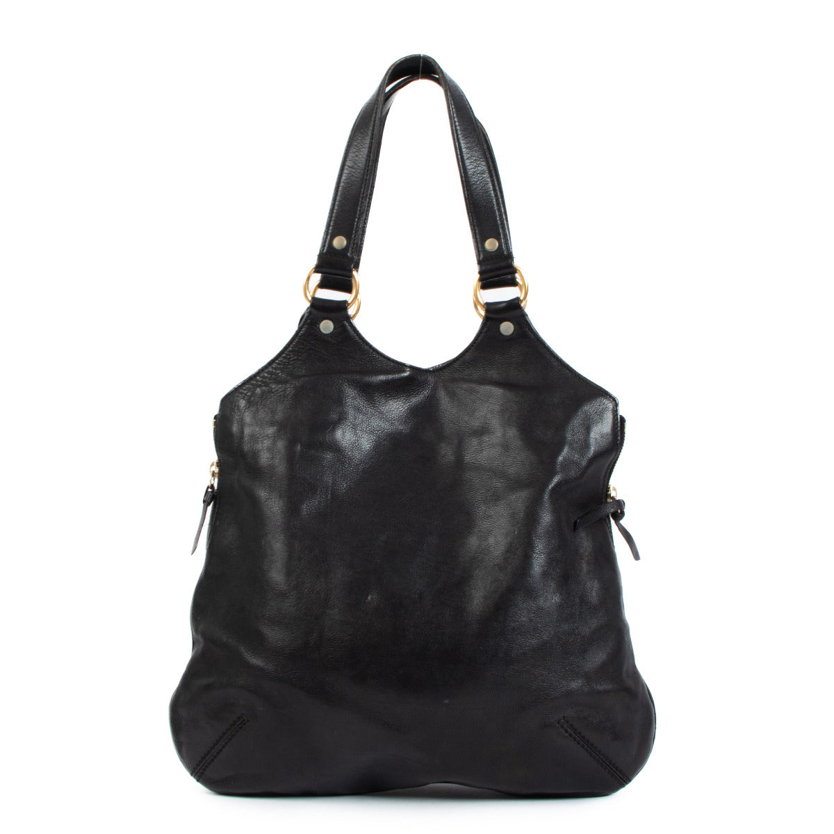 Sac cabas petit modèle Tribute d'Yves Saint Laurent en cuir de veau noir