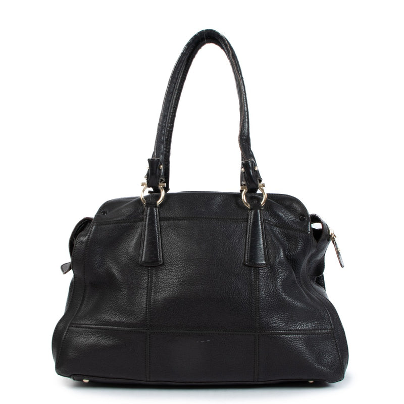Ferragamo Black Grained Leather Shoulder Bag