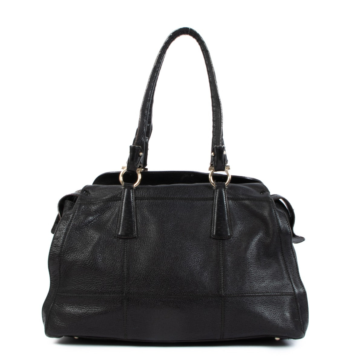 Ferragamo Zwarte Schoudertas van Generfd Leer