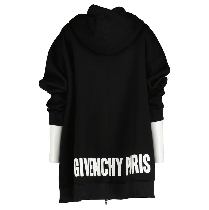 Givenchy Zwarte Neopreen Oversized Hoodie met Rits en Logo - Maat FR36