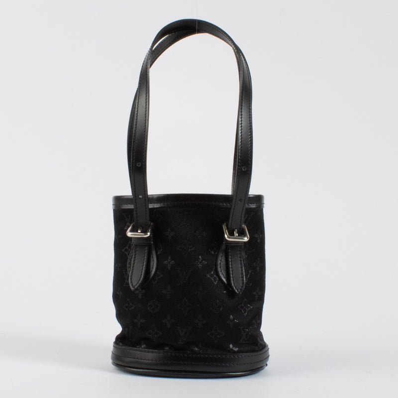 Authentic second hand Louis Vuitton Black Monogram Satin Mini Bucket Bag on Labellov.com
