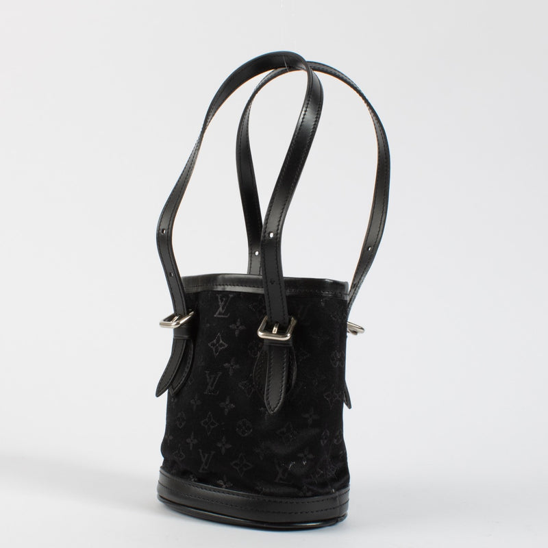 Authentic second hand Louis Vuitton Black Monogram Satin Mini Bucket Bag on Labellov.com