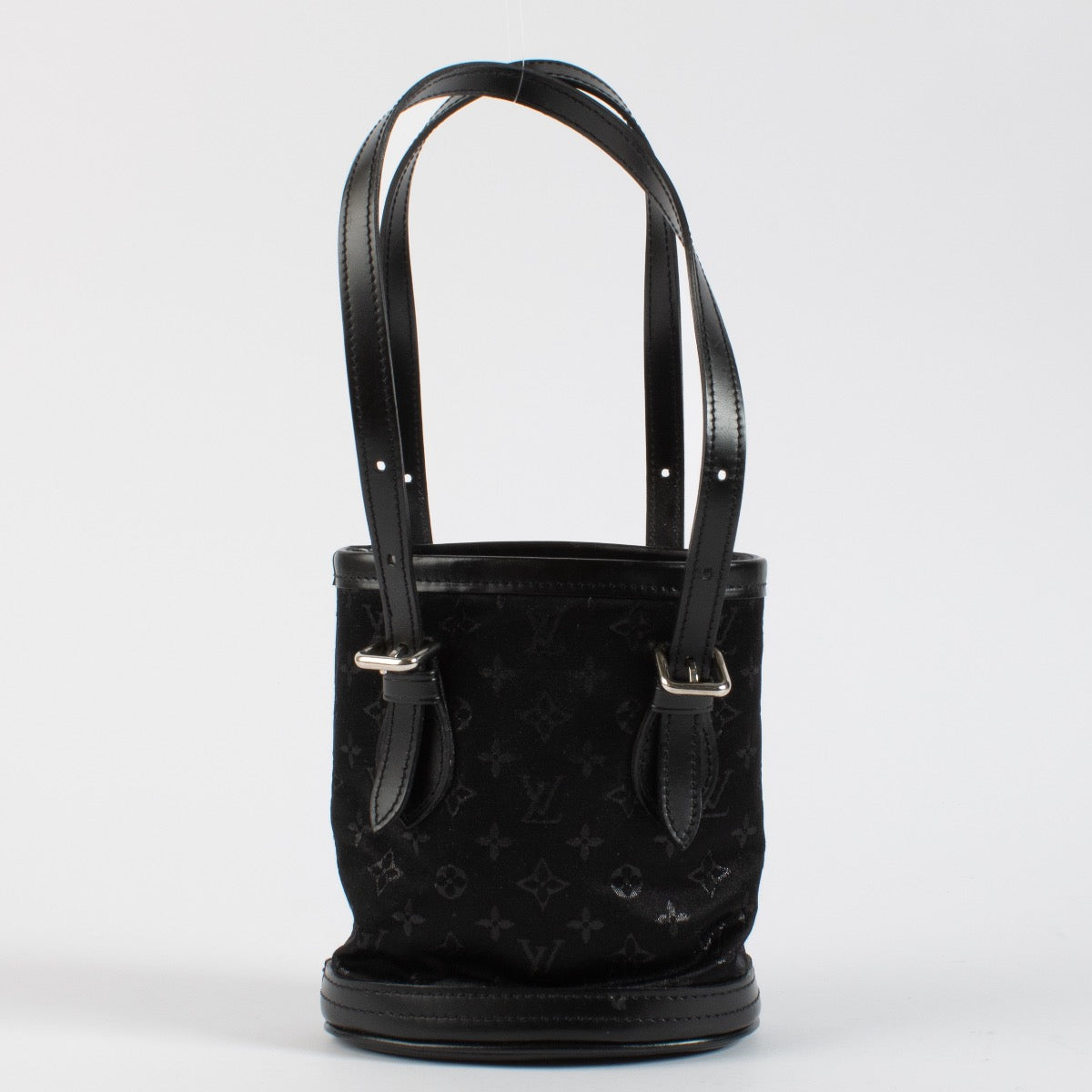 Authentic second hand Louis Vuitton Black Monogram Satin Mini Bucket Bag on Labellov.com
