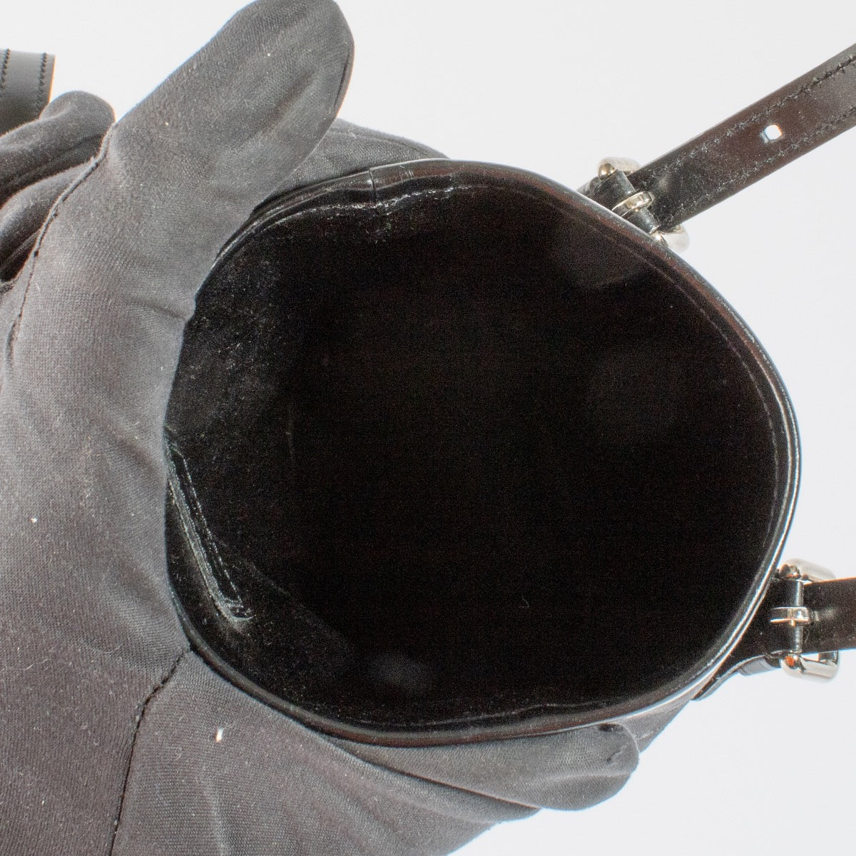 Authentic second hand Louis Vuitton Black Monogram Satin Mini Bucket Bag on Labellov.com