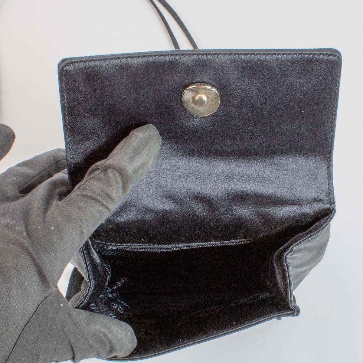Authentic second hand Prada Black Satin Tassel Crossbody Bag on Labellov.com