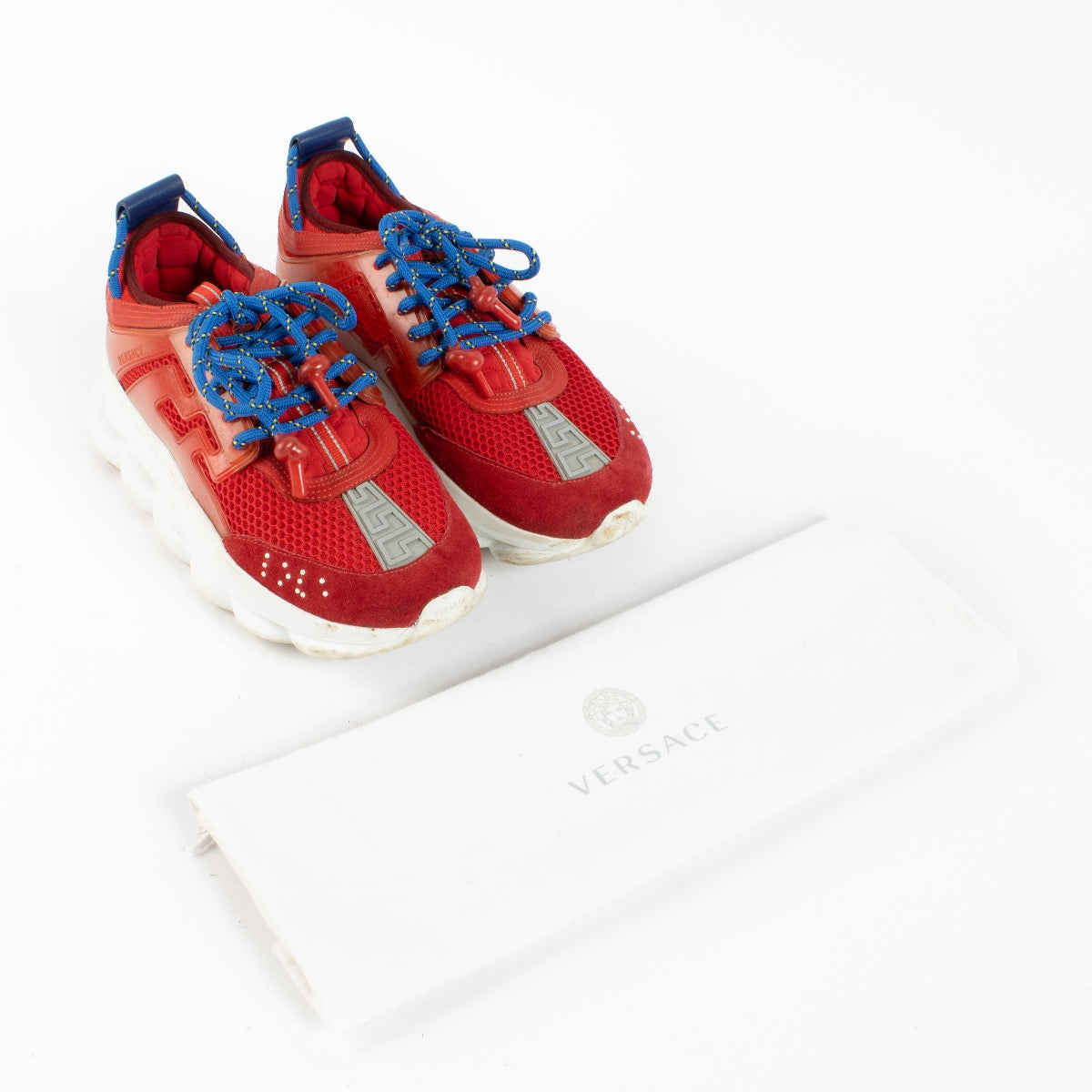 Authentic second hand Versace Red Chain Reaction Sneakers - Size 41 on Labellov.com
