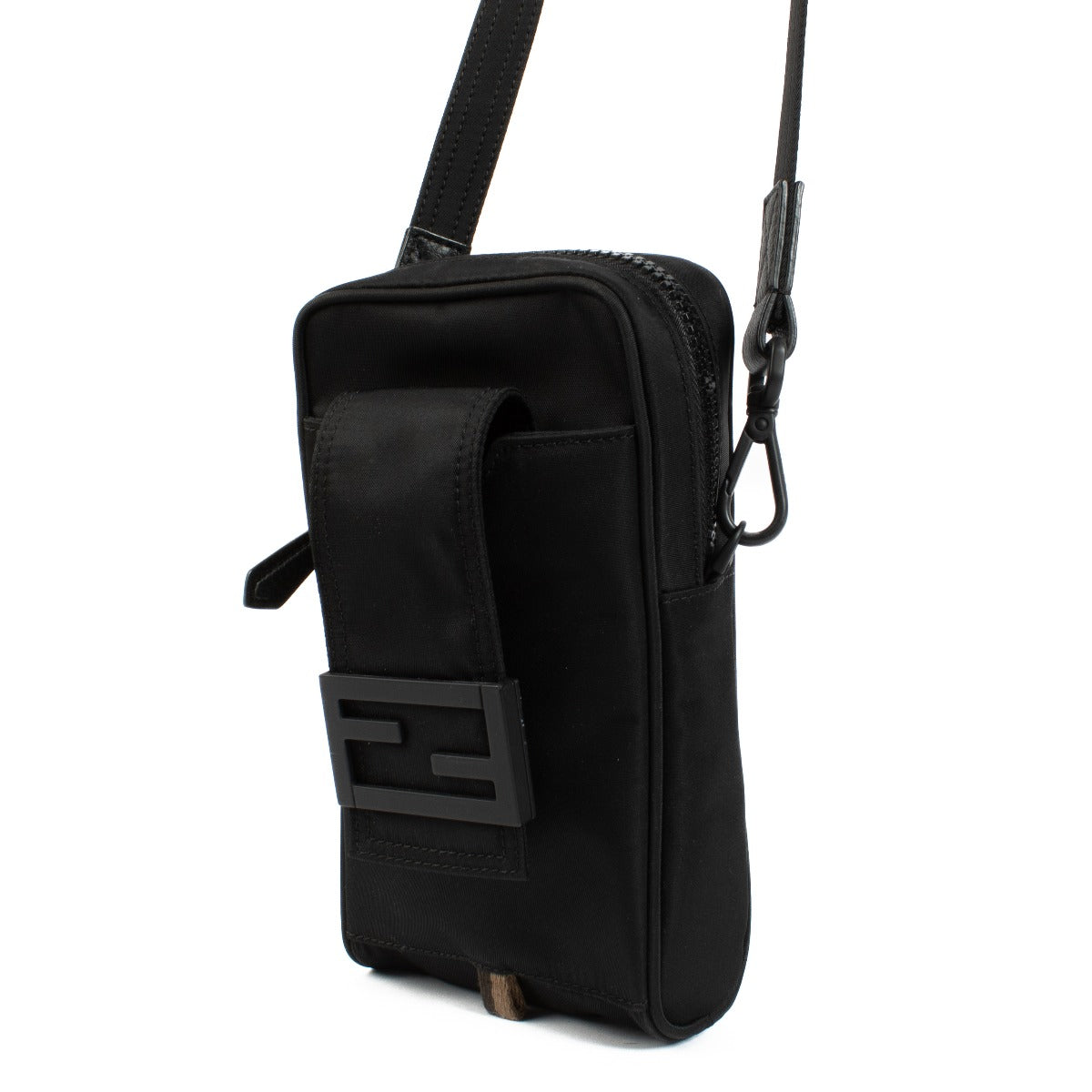Fendi Zwarte Nylon Baguette Telefoonhoesje Tas