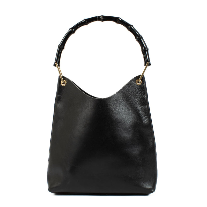 shop 100% authentic second hand Gucci Black Leather Bamboo Top Handle Bag on Labellov.com