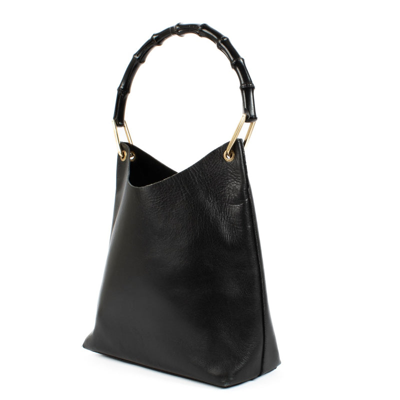 shop 100% authentic second hand Gucci Black Leather Bamboo Top Handle Bag on Labellov.com