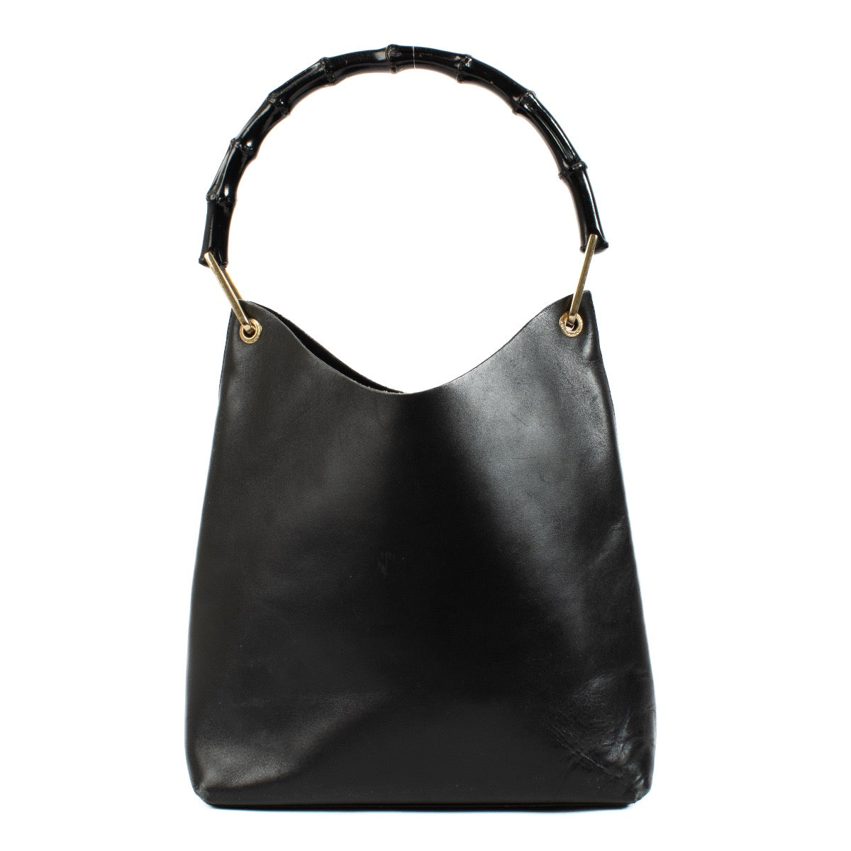 shop 100% authentic second hand Gucci Black Leather Bamboo Top Handle Bag on Labellov.com