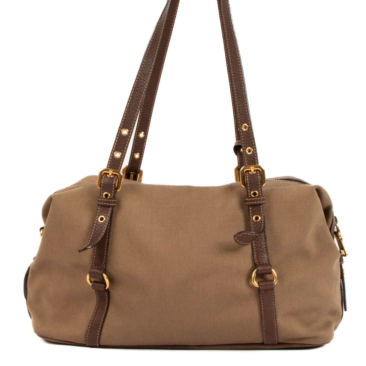 Prada BL0600 Corda/Brucia Logo Jacquard Canvas Bauletto Bag