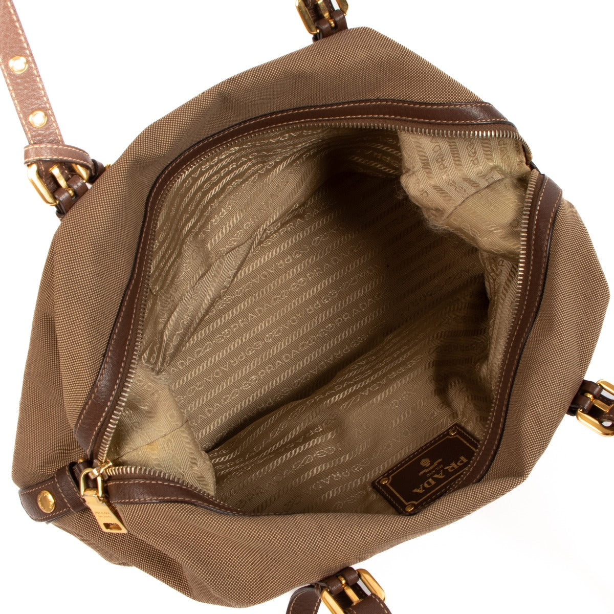 Sac Bauletto Prada en toile jacquard logo Corda/Brucia