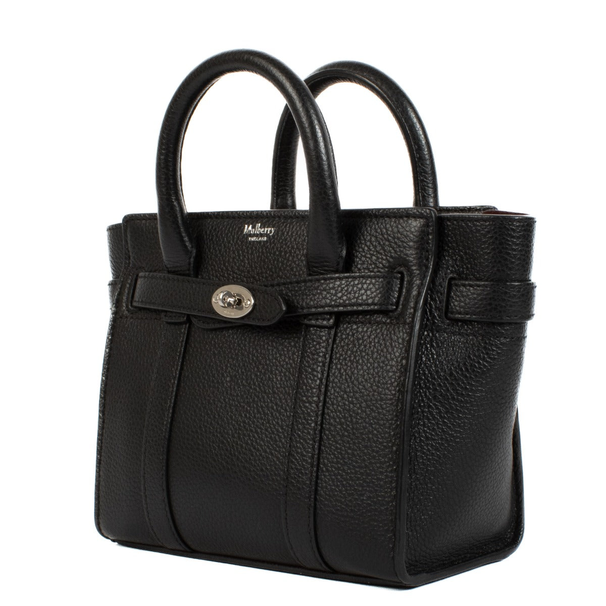 Mulberry Black Classic Grain Micro Zipped Bayswater Bag