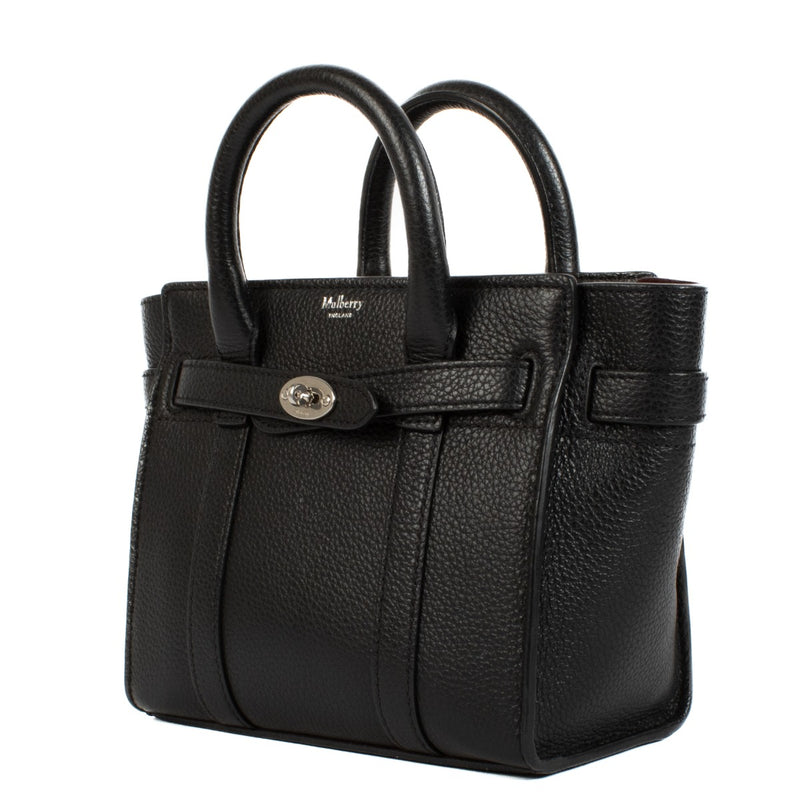 Mulberry Black Classic Grain Micro Zipped Bayswater Bag