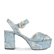 Shop safe online at Labellov in Antwerp, Brussels and Knokke this 100% authentic second hand Prada Blue Shimmer Plateau Sandals - Size 39