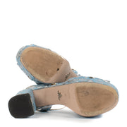 Shop safe online at Labellov in Antwerp, Brussels and Knokke this 100% authentic second hand Prada Blue Shimmer Plateau Sandals - Size 39