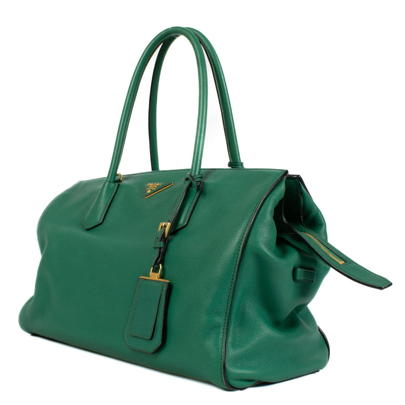 Prada Mango Groen Vitello Grain Shopper