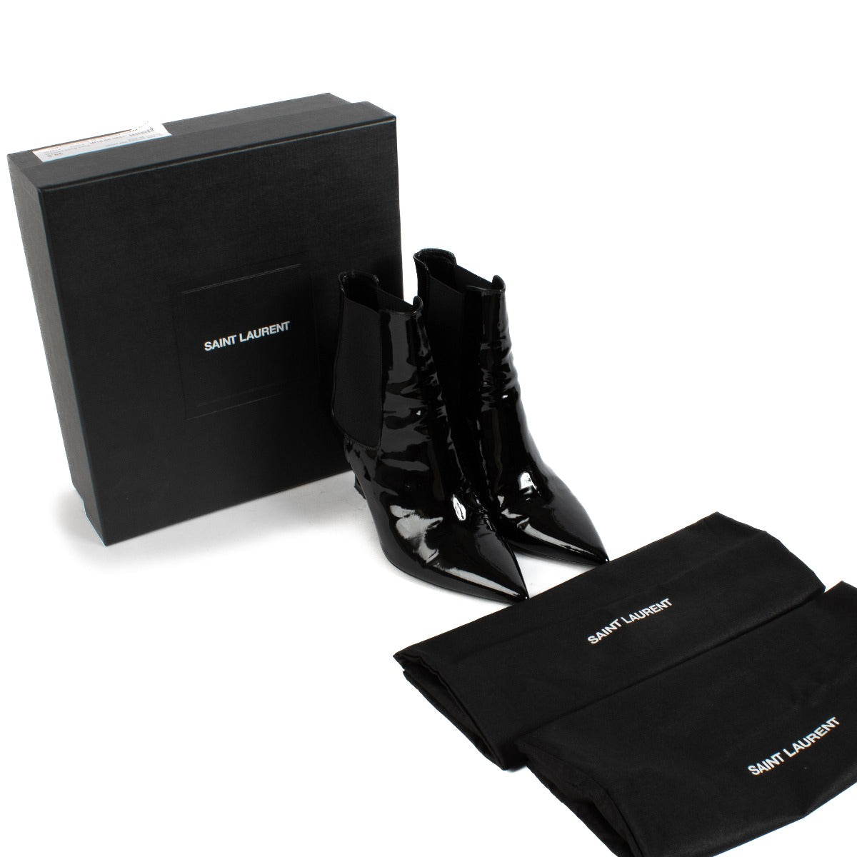 Shop safe online at Labellov in Antwerp, Brussels and Knokke this 100% authentic second hand Saint Laurent Black Patent Opyum YSL Boots - Size 39,5