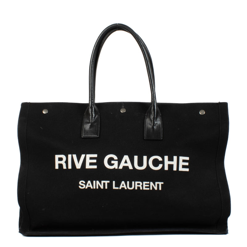 Saint Laurent Black Canvas Rive Gauche Tote Bag