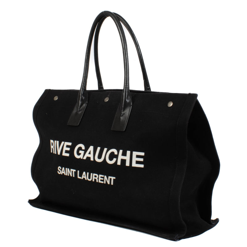 Saint Laurent Black Canvas Rive Gauche Tote Bag