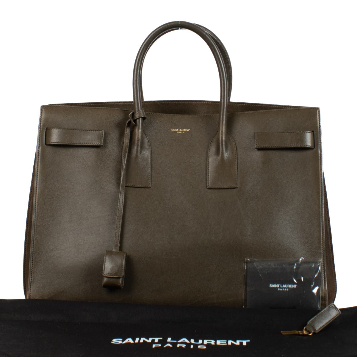 Saint Laurent Khaki Green Large Sac de Jour Bag