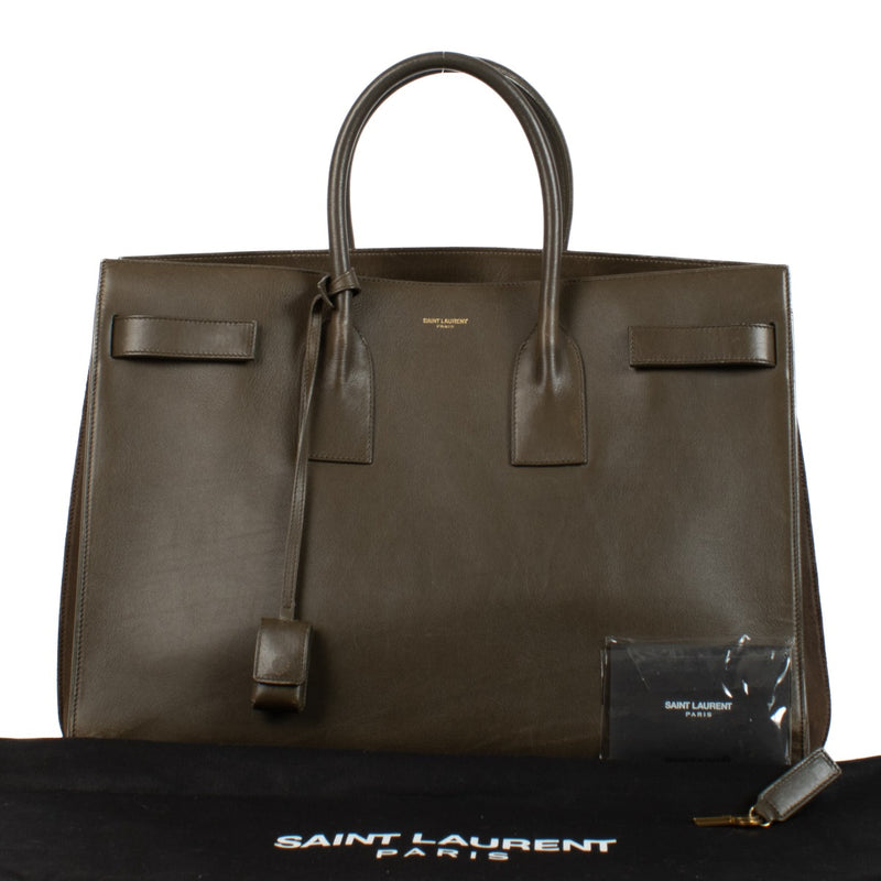 Saint Laurent Khaki Green Large Sac de Jour Bag