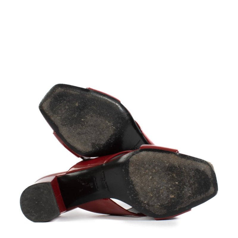 shop 100% authentic second hand Saint Laurent Red Loulou Mules - Size 39 on Labellov.com