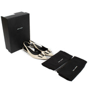 Shop safe online at Labellov in Antwerp, Brussels and Knokke this 100% authentic second hand Saint Laurent White Leather Anaïs Bowling Slingback Flats - Size 39