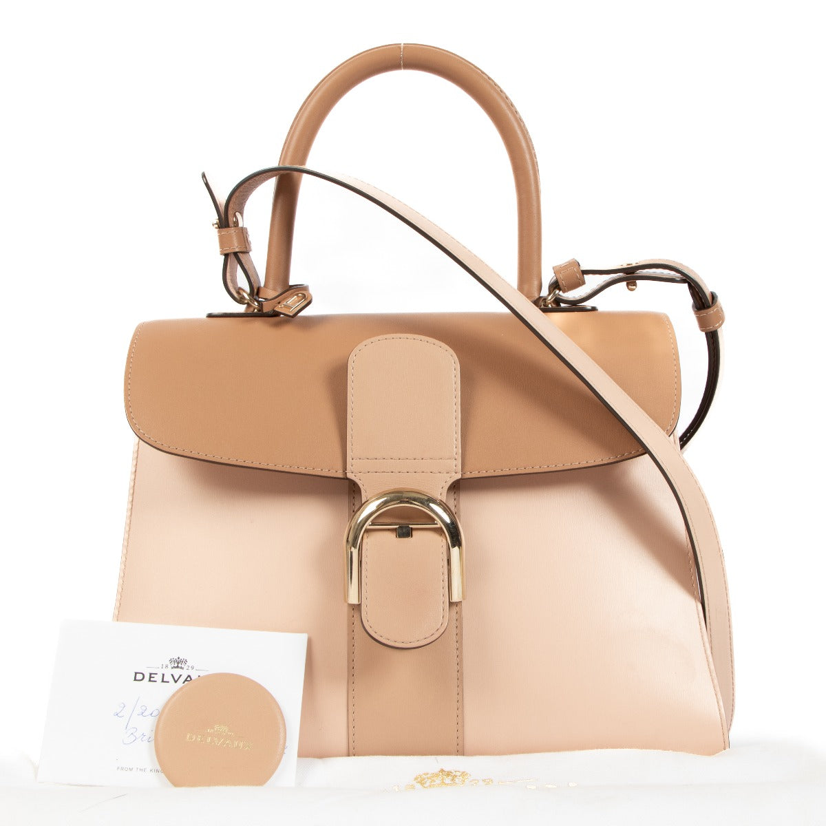 Authentic second hand Delvaux Brillant MM Camaïeux Nude Box Calf on www.labellov.com