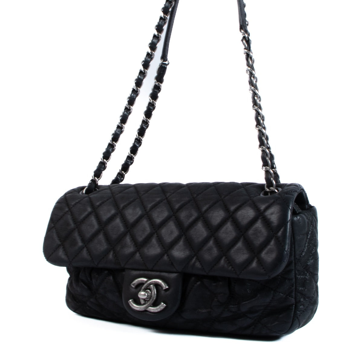 Chanel Black Irisident Calf Classic Flap Bag