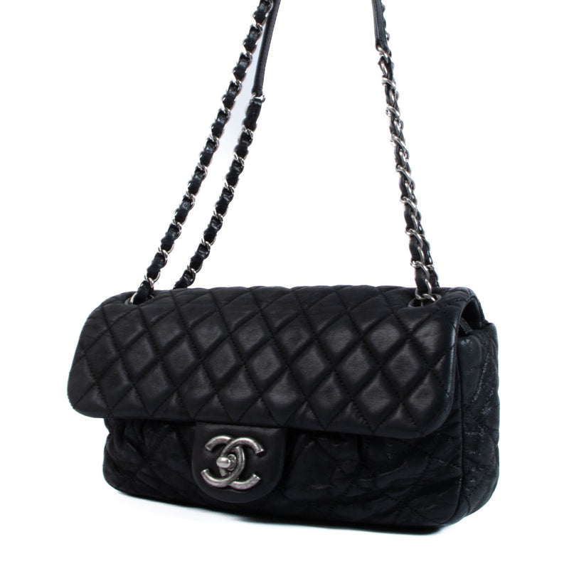Chanel Black Irisident Calf Classic Flap Bag