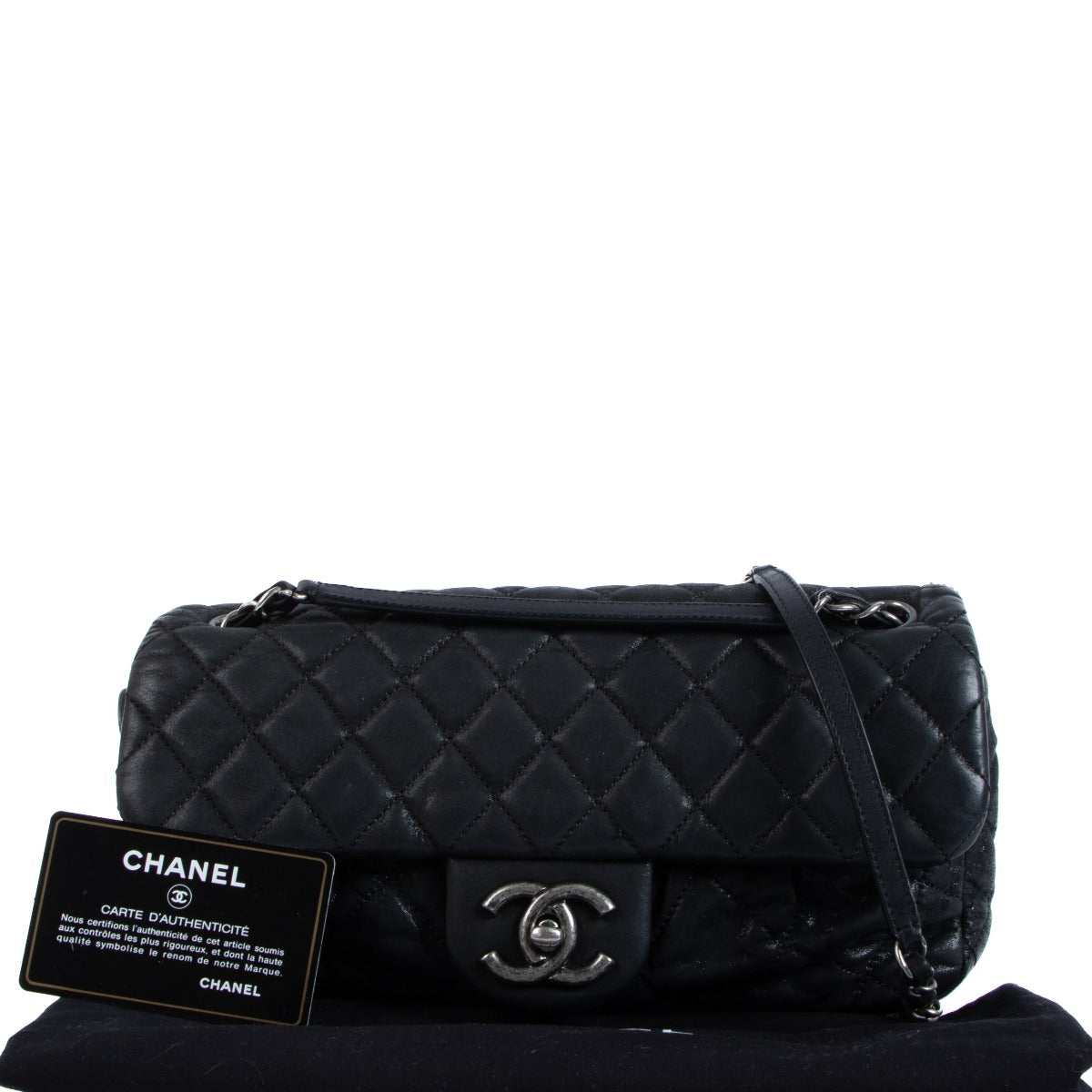 Chanel Black Irisident Calf Classic Flap Bag