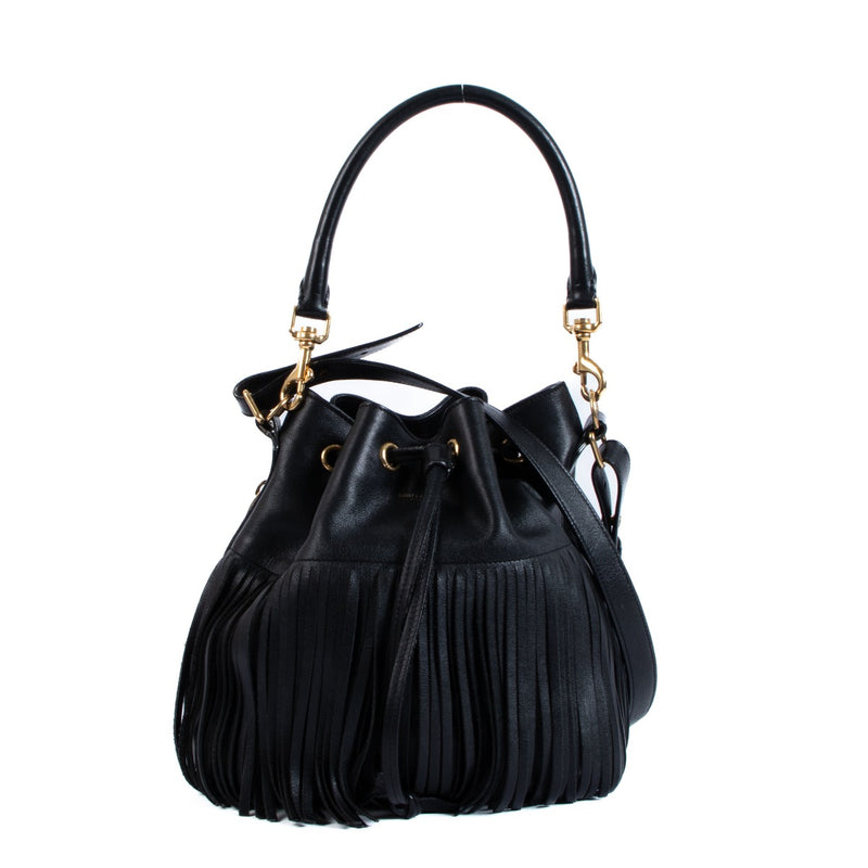 Saint Laurent Emmanuelle Small Fringed Bucket Bag