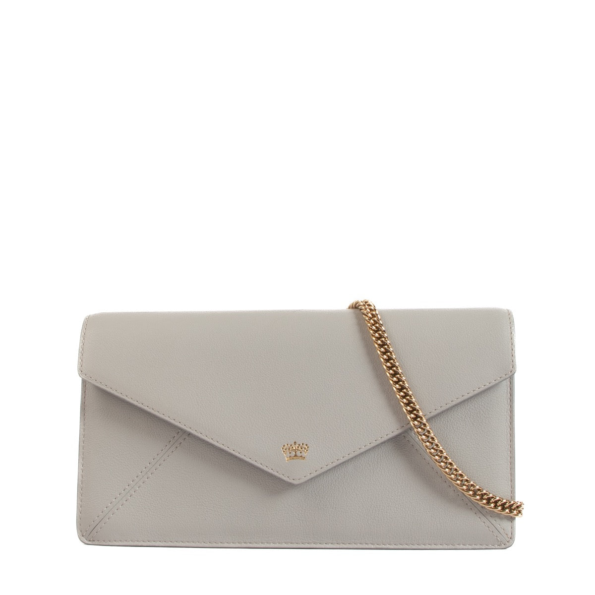 Shop safe online at Labellov in Antwerp this 100% authentic second hand Delvaux Grey Enveloppe Clutch Bag