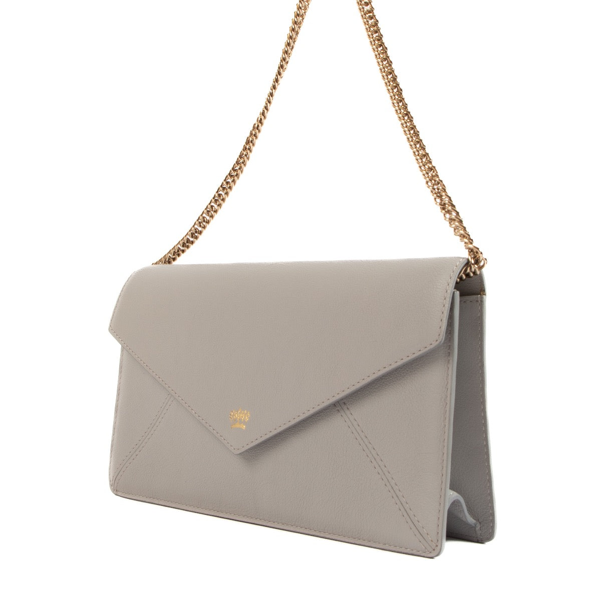 Shop safe online at Labellov in Antwerp this 100% authentic second hand Delvaux Grey Enveloppe Clutch Bag