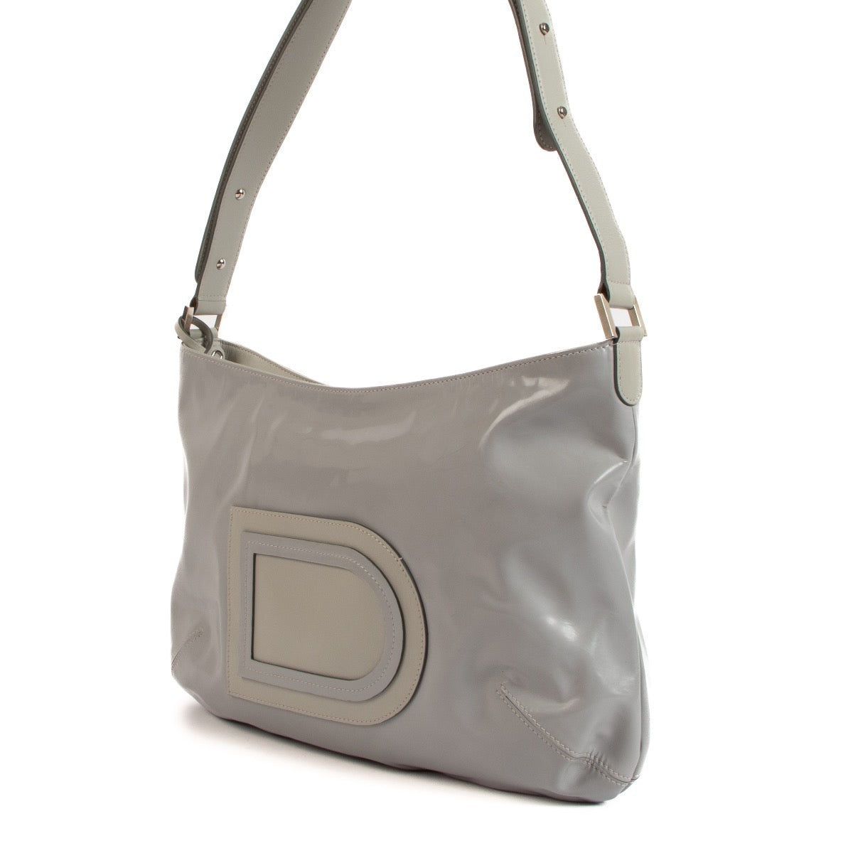 Delvaux Grey Louise Besace Miroir Crossbody Bag for the best price at Labellov secondhand luxury in Antwerp.