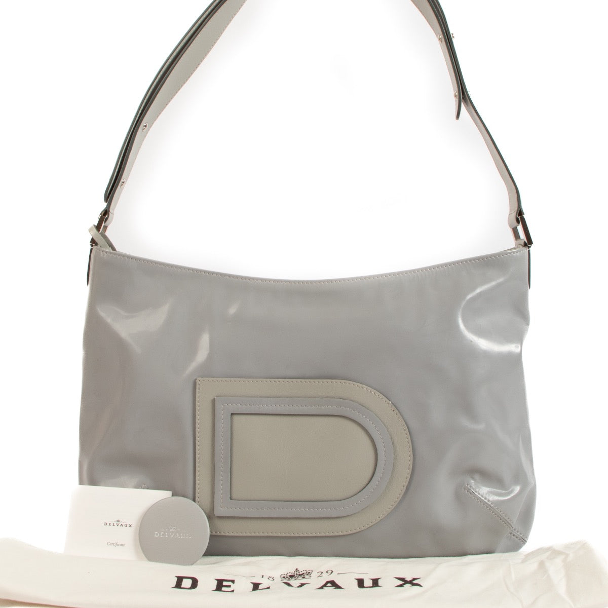Delvaux Grey Louise Besace Miroir Crossbody Bag for the best price at Labellov secondhand luxury in Antwerp.