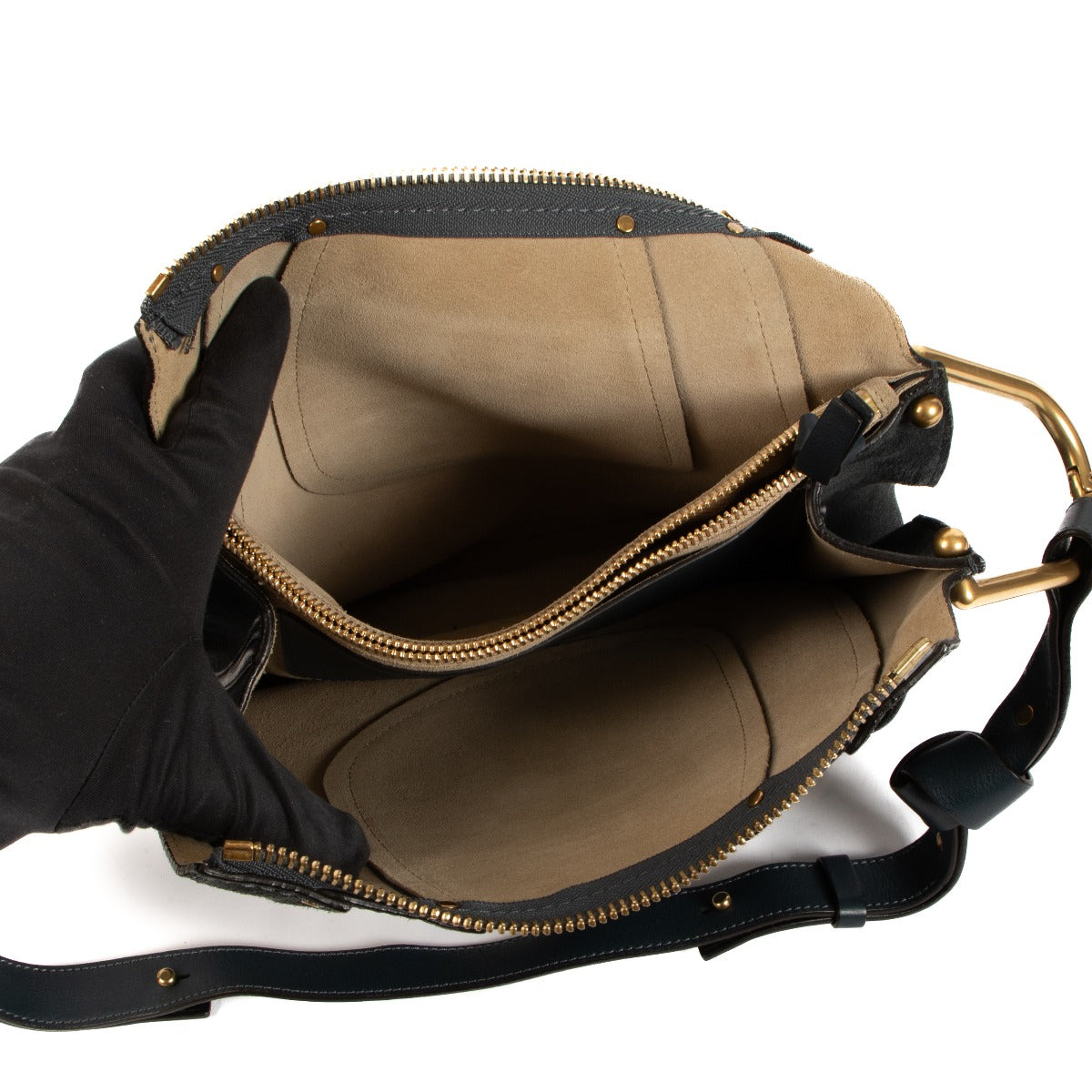 Chloé Hayley Petrol Suède Hobo Tas
