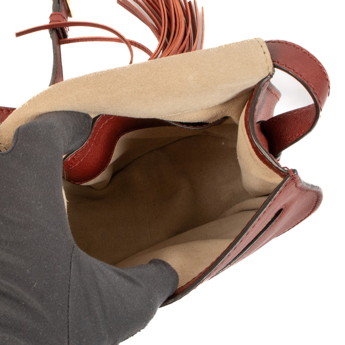Sac Marcie petit modèle avec surpiqûres sellier Chloé en cuir bordeaux