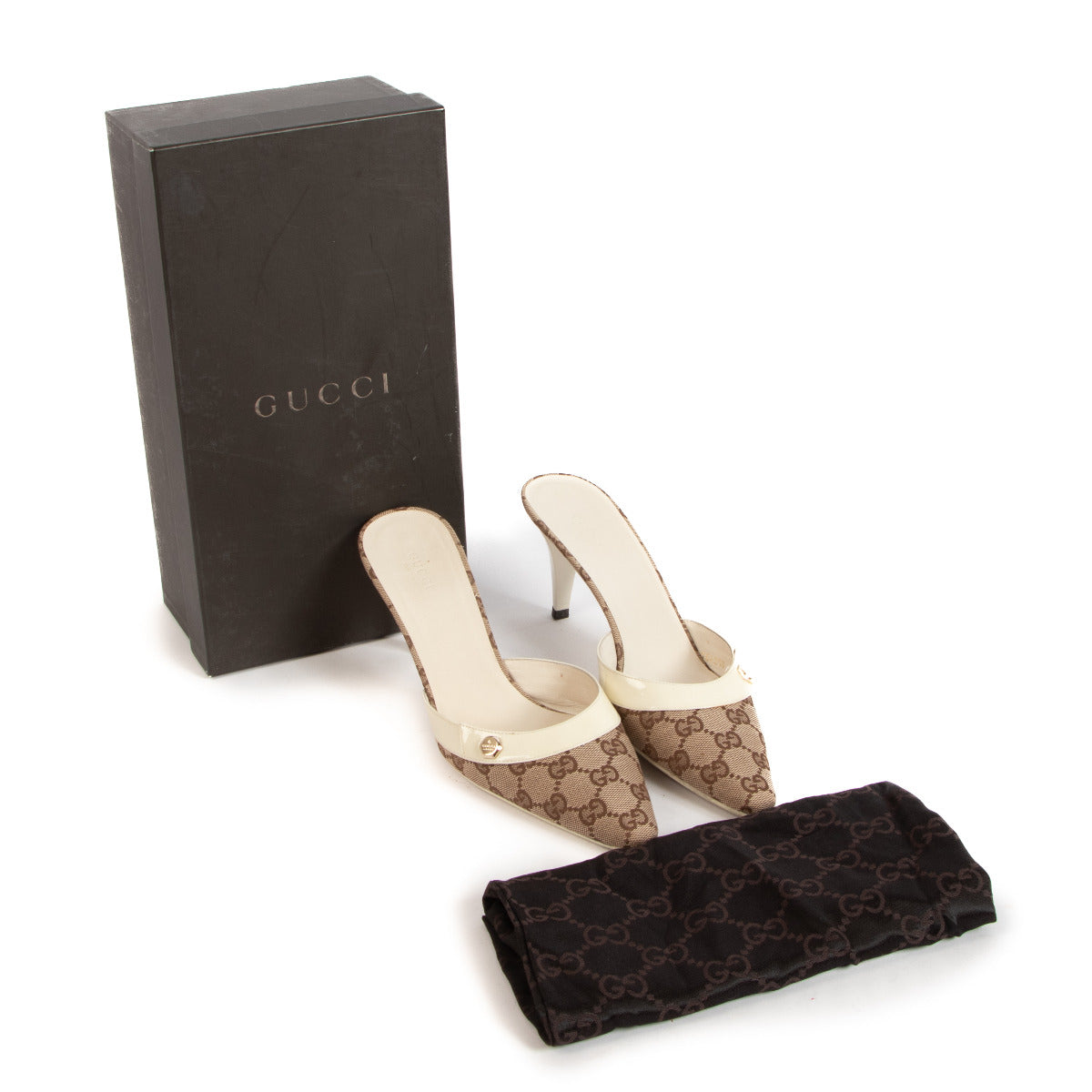 Gucci Monogram Canvas Mules - Size 39,5