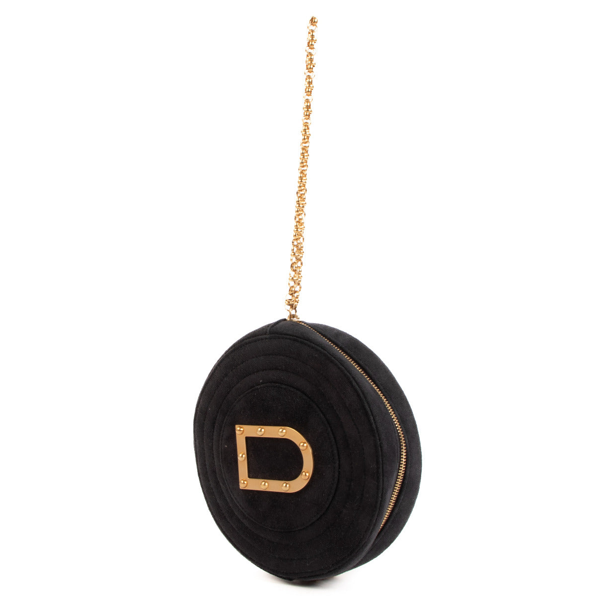 Delvaux Deep Blue Round Suede Clutch