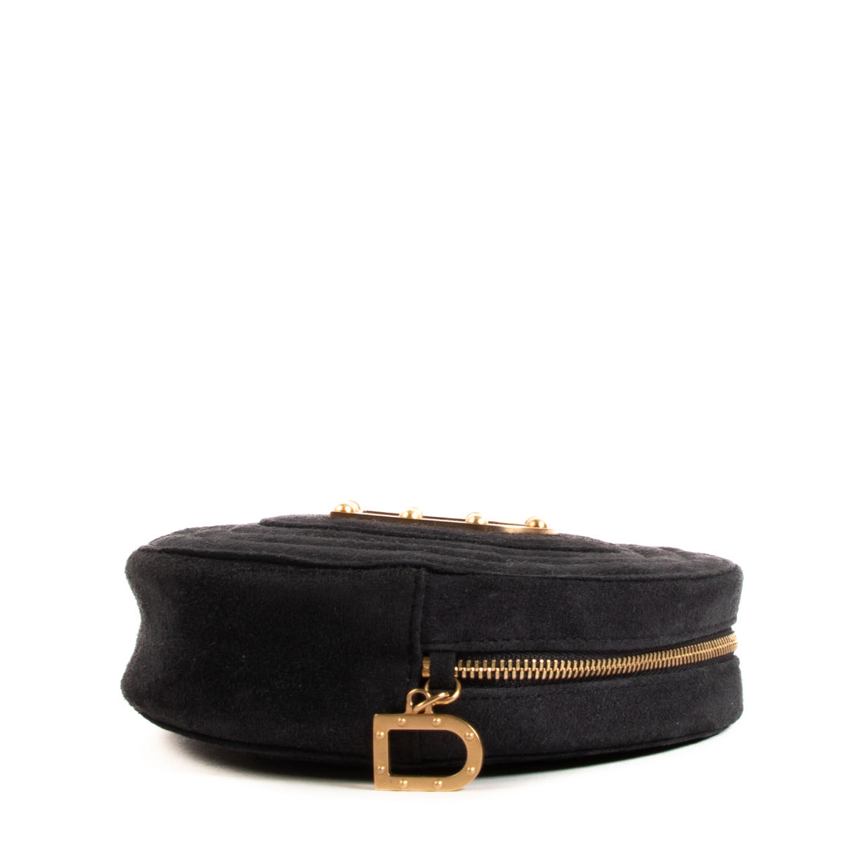 Delvaux Deep Blue Round Suede Clutch