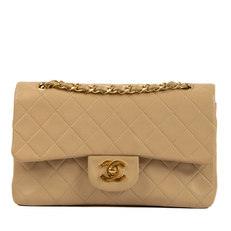 Shop 100% authentic second-hand Chanel Beige Lambskin Small Classic Flap Bag on Labellov.com