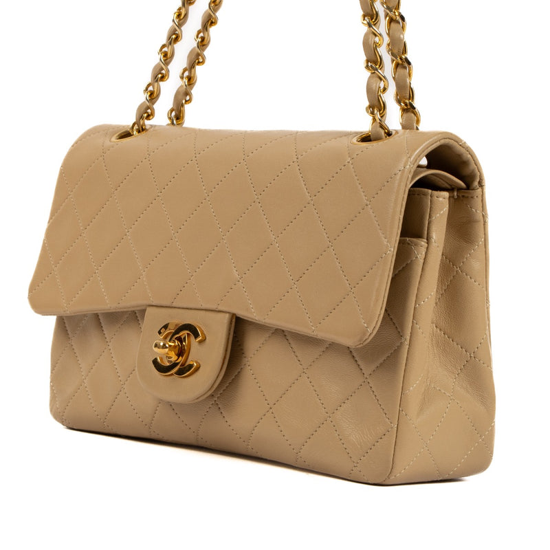Shop 100% authentic second-hand Chanel Beige Lambskin Small Classic Flap Bag on Labellov.com