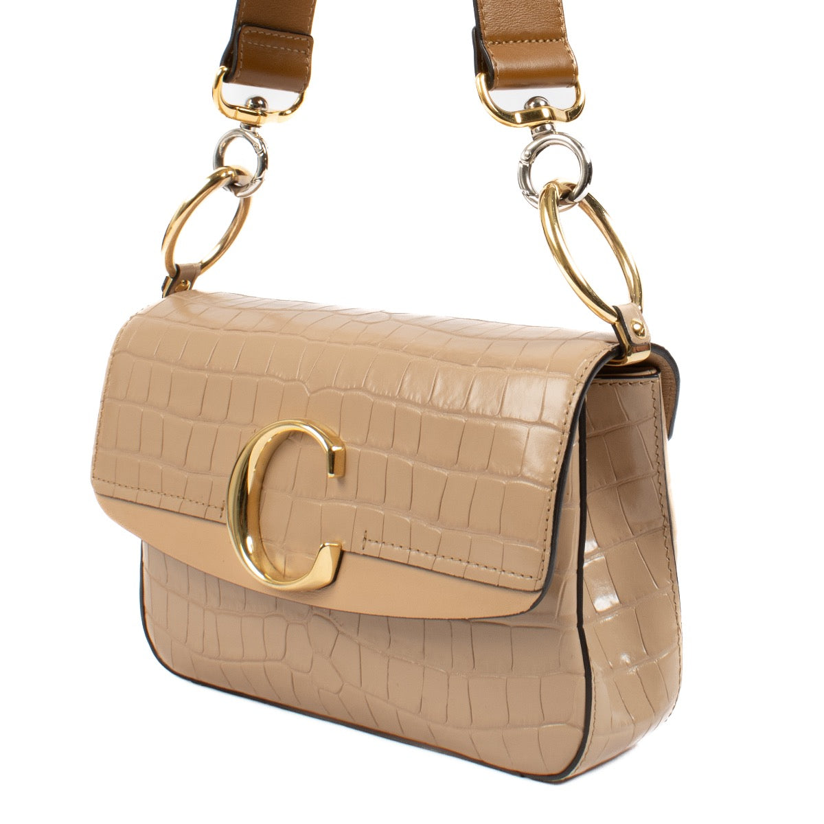 shop 100% authentic second hand Chloé Beige Crocodile Embossed Small C Bag on Labellov.com