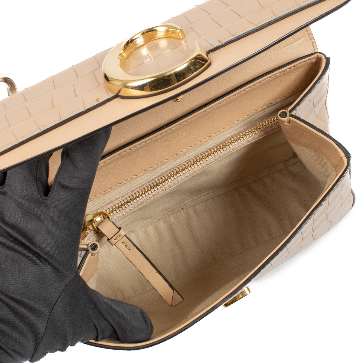 shop 100% authentic second hand Chloé Beige Crocodile Embossed Small C Bag on Labellov.com