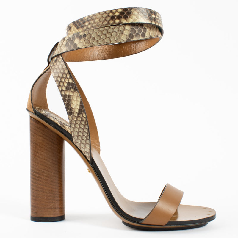 Shop 100% authentic secondhand Gucci Brown Python Sandals - Size 38 1/2 on Labellov.com