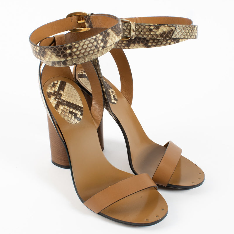 Shop 100% authentic secondhand Gucci Brown Python Sandals - Size 38 1/2 on Labellov.com