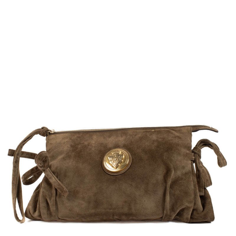 shop 100% authentic second hand Gucci Brown Suede Hysteria Clutch on Labellov.com