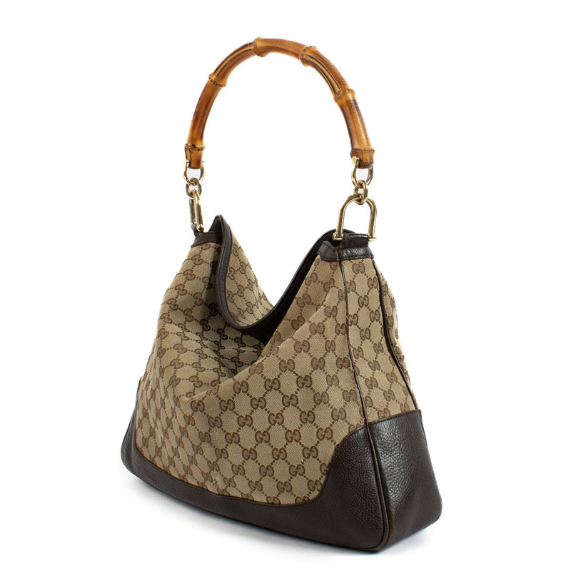 Authentic second hand Gucci GG Canvas Bamboo Hobo Bag on Labellov.com